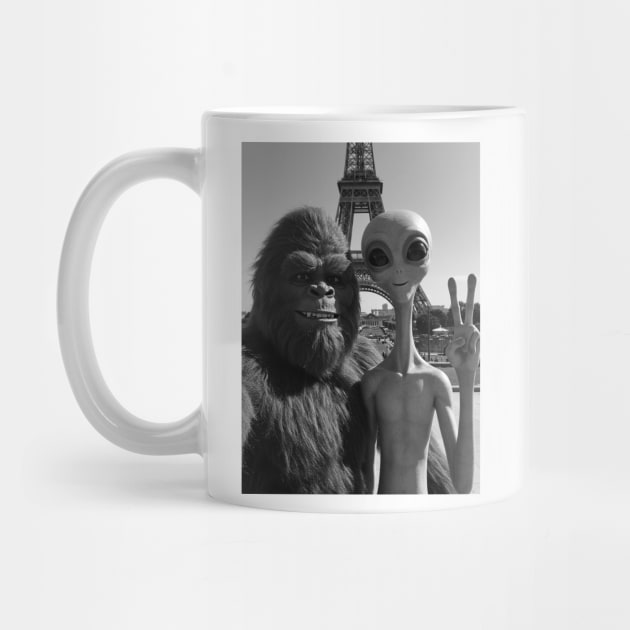 Selfie of Bigfoot and Alien in Paris-Eiffel Tower-3 by Megadorim